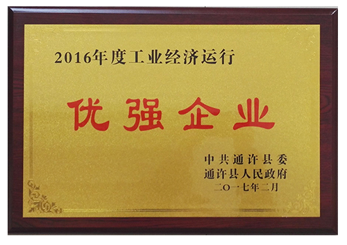 2016年度工業(yè)經濟運行優(yōu)強企業(yè)